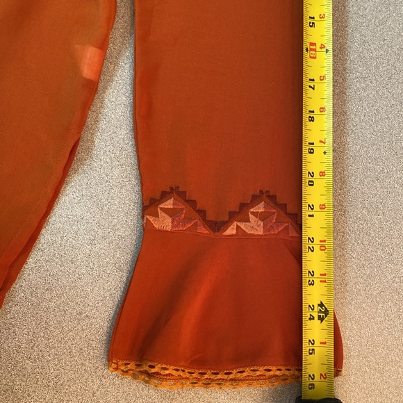 Monoreno - burnt orange boho blouse. Size L - Picture 7 of 9